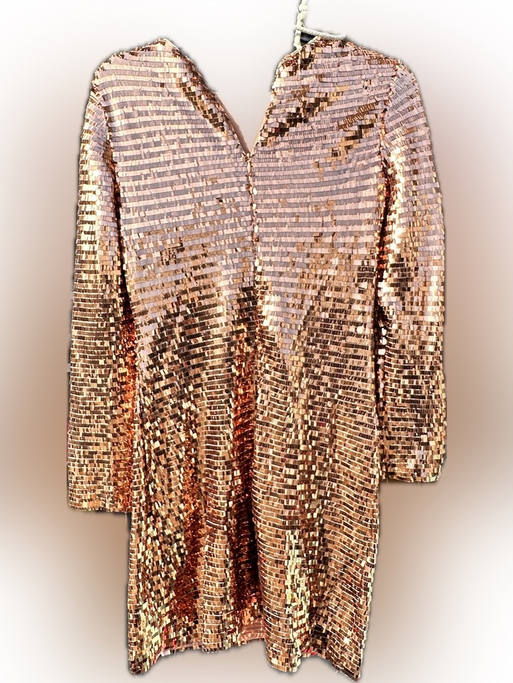 Gianni Bini Bronze Sequin Long-Sleeve Shift Dress - Picture 4 of 6